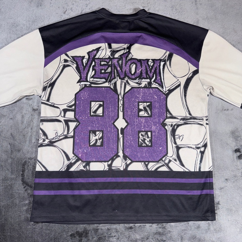 Marvel Venom Lethal Protector Hockey Jersey Mens Medium Black Purple 88 Graphic - Picture 4 of 15